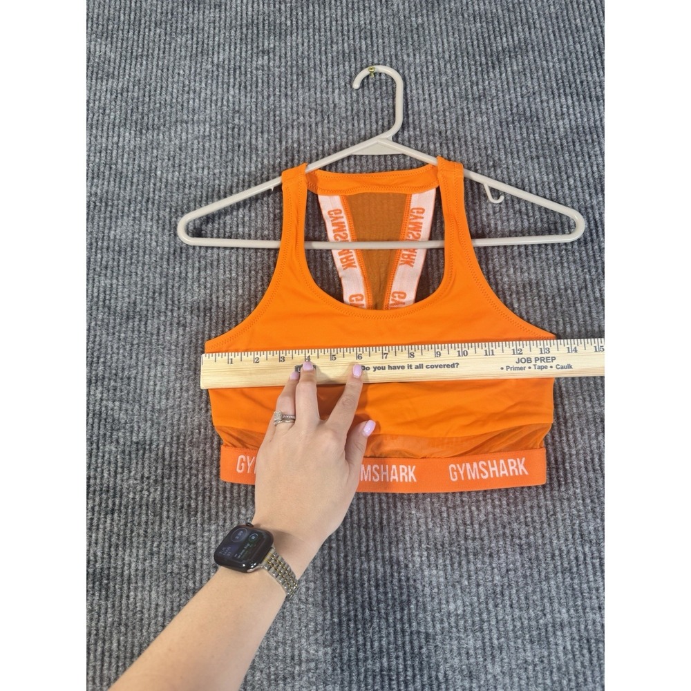 Gymshark Orange Sports Bra Racerback Logo Accent Breathable Knit Pullover - Picture 6 of 6